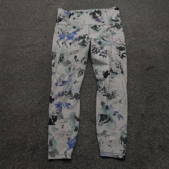 Athleta Leggings Womens Large Multicolor Floral High Rise Yoga Workout Pants - Picture 1 of 11